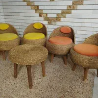 میز و صندلی چوبی حصیری