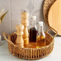 پخش انواع سبد حصیری ساده.دسته چرمی.کف چوب.|ظروف سرو و پذیرایی|آفتاب, |دیوار
