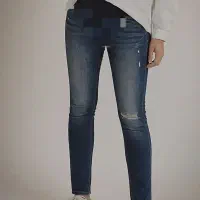 شلوار جین اسکینی زابدار بارداری رنگ آبی تیره خارجی