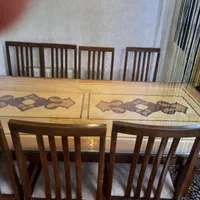 میز ناهارخوری ۸ نفره چوبی شیک با صفحه شیشه‌ای|میز و صندلی غذاخوری|تهران, جنت‌آباد شمالی|دیوار