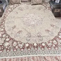 رو تختی ترمه پرکار مروارید و سرمه