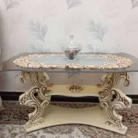 میز وسط و دو عسلی همراه با میز تلوزیون شیشه ای