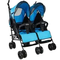 کالسکه دوقلو عصایی (دلیجان) مشکی آبی