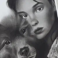 نقاشی چهره سیاه قلم کار با زغال