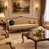 مبل ومبلمان ۳گل طرح کلاسیک صندلی گرد.