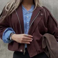 بامبر جکت قهوه ای طرح زارا