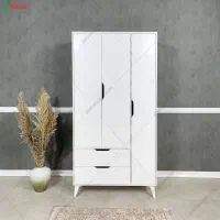 کمد ام دی اف رنگ چوب و سفید