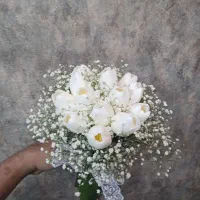 دسته گل عروس مصنوعی لاله .باکس گل