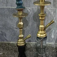 قلیان برنجی و چوبی