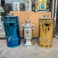 سماور بزرگ طلایی هییتی تا ۲۰۰ لیتری صنعتی شمعک دار