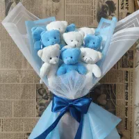 دسته گل عروسکی خرسی بوکتی با طرح پینترستی و جذاب