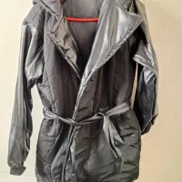 کاپشن آستین چرم