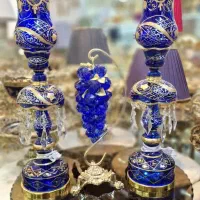 شمعدان شاه عباسی و خوشه انگور تمام کریستال دکوری|صنایع دستی و سایر لوازم تزئینی|تهران, شوش (باغ آذری)|دیوار