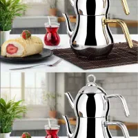 کتری و قوری دو درب استیل ترکیه