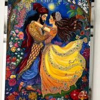 تابلو هنری رنگ روغن و نگین و مهره کاری۱۲۰×۹۰