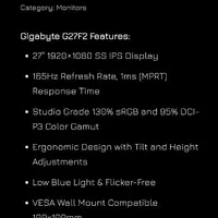 مانیتور گیگابایت G27f2|قطعات و لوازم جانبی رایانه|تبریز, |دیوار