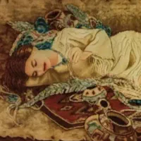 تابلو فرش دختر جواهر فروش