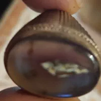 انگشتر نقره سوسن کبود یمانی با فسیل ماهی