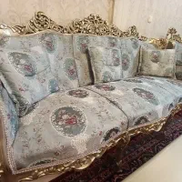 مبل استیل با چوب گردو ۹نفره پارچه ترک