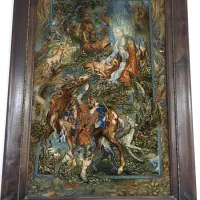 تابلو فرش دستباف تبریز نفیس ضامن آهو