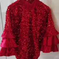 لباس مخمل پولکی و شلوار چرم