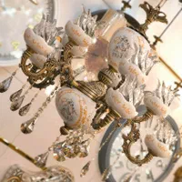 لوستر دوگل بزرگ چینی/سرامیکی لامپا۴شاخه ۸لامپه اصل|لوستر و چراغ آویز|تبریز, |دیوار