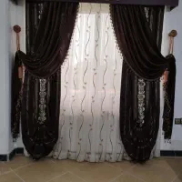 ۷ عدد پرده پذیرایی حریر با والان و کتیبه