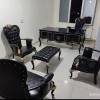 صندلی اداری میز کلاسیک مبلمان مدیریت مشکی طلایی
