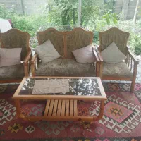 مبل کلاسیک‌ تمام چوب با روکش پارچه ای ترکیه|مبلمان خانگی و میز عسلی|فومن, |دیوار