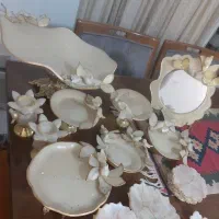 سرویس میوه و آجیل رزینی باورق طلا