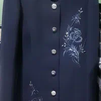 تک کت سنگ دوزی شده استر دار رنگ سورمه ای