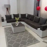 مبل ال هفت نفره طوسی سفید