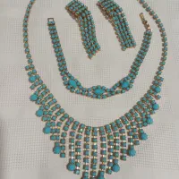 گردنبند دستبند گوشواره ست فیروزه