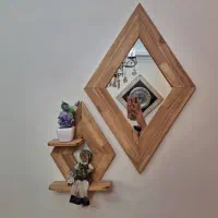 دکور دیواری ست شلف چوبی اینه