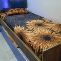 تخت دو نفره مهمان و میز کامپیوتر و صندلی