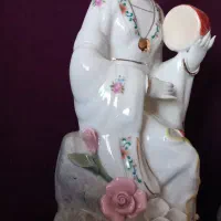 دو مجسمه قدیمی چینی زن نوازنده