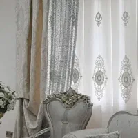پرده ودکور برای سالن پرده پانچ کرم پرده حریر ساده