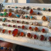 انگشتر نقره عقیق فیروزه جواهری