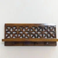 شلف دیواری چوبی با جای لیوان|کتابخانه، شلف، قفسه‌های دیواری|مشهد, هنرور|دیوار