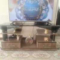 میز تلویزیون چوبی وشیشه