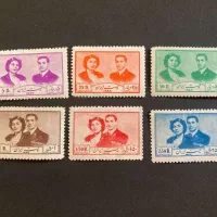 سری تمبر های ازدواج محمد رضا پهلوی و ثریا