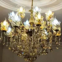 تولیدی لوستر رستمی .لوستر ۴ شاخه ۸ شعله برنز پرکار|لوستر و چراغ آویز|نظرآباد, نظرآباد|دیوار