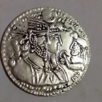 سکه نقره ساسانی بهرام دوم سه رخ کم یاب