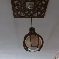 لوستر حبابی چوبی با پنل سقف|لوستر و چراغ آویز|کرمانشاه, |دیوار