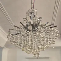 لوستر کروم و کریستال و دوتا لوستر دیواری ست