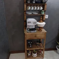 کافی‌بار لوکس چوب روس + شلف سه‌طبقه،قابل تفکیک|بوفه، ویترین، کنسول|آمل, |دیوار
