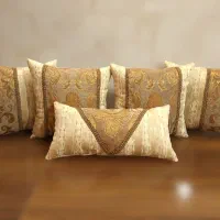 ست کوسن پتینه کرم نسکافه ای طلایی ترک