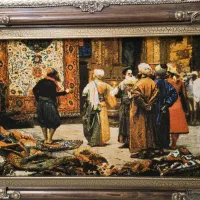 تابلو فرش دستباف بازار قاهره ۹۵*۱۲۵ قاب چوبی