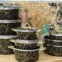 قابلمه ۱۴ پارچه گرانیتی طرح زنبوری و طرح سنگ