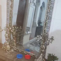 آینه شمعدان برنز روکش نقرع|صنایع دستی و سایر لوازم تزئینی|کرمانشاه, |دیوار